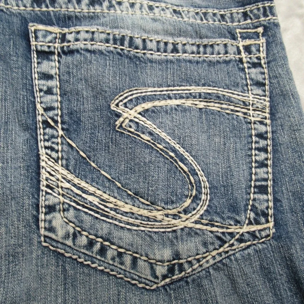 Silver Baggy Jeans Mens 34x26 Gordie Relaxed Faux Selvedge Fade Whisker Wide Leg